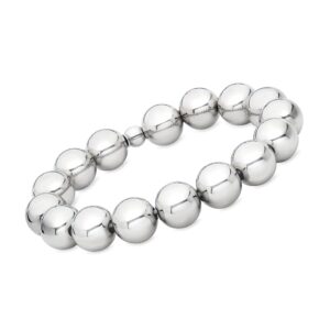 Ross-Simons Italian 12mm Sterling Silver Bead Stretch Bracelet. 7 inches