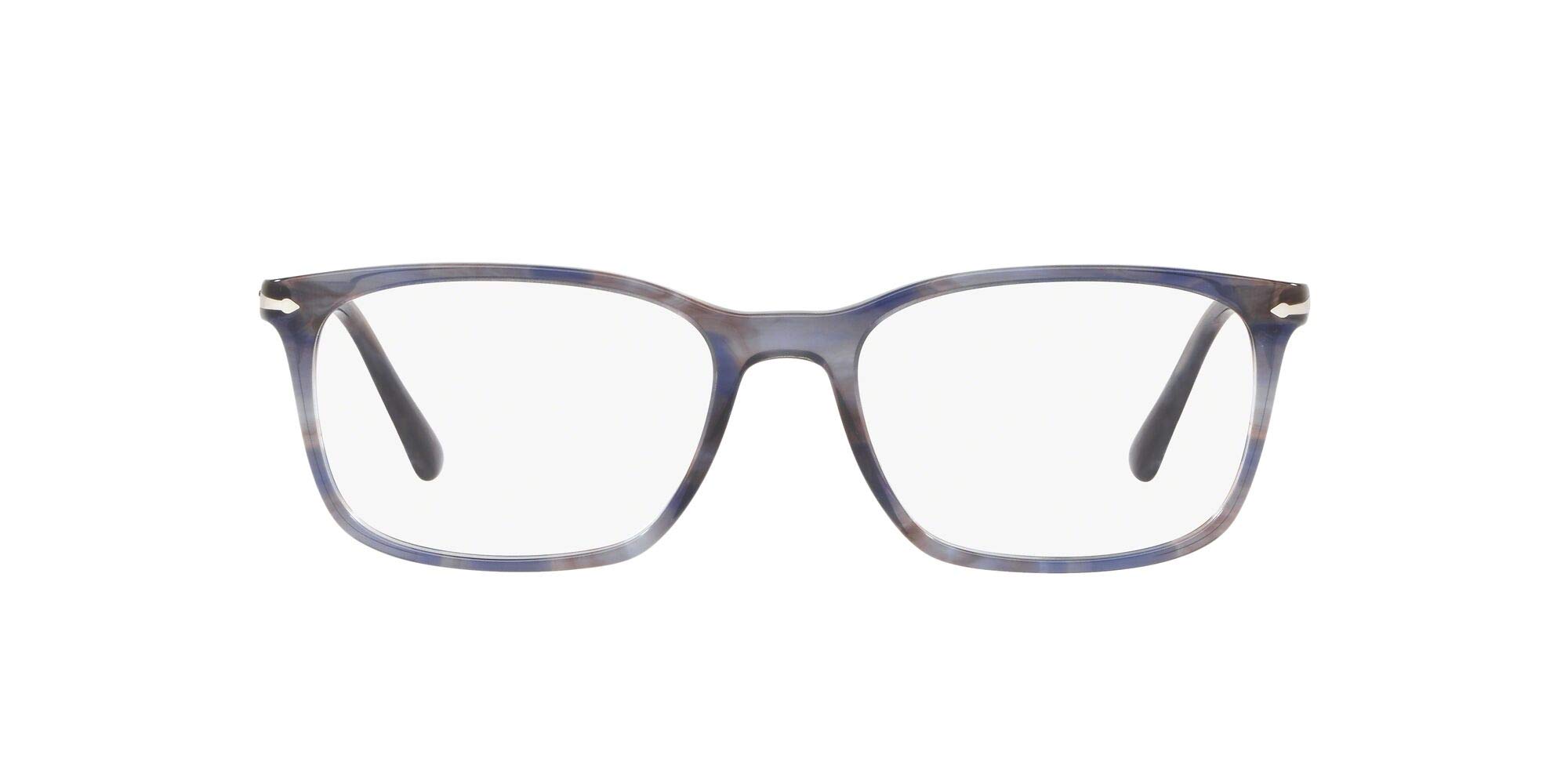 Persol PO3189V Rectangular Prescription Eyewear Frames, Grey/Blue/Demo Lens, 55 mm