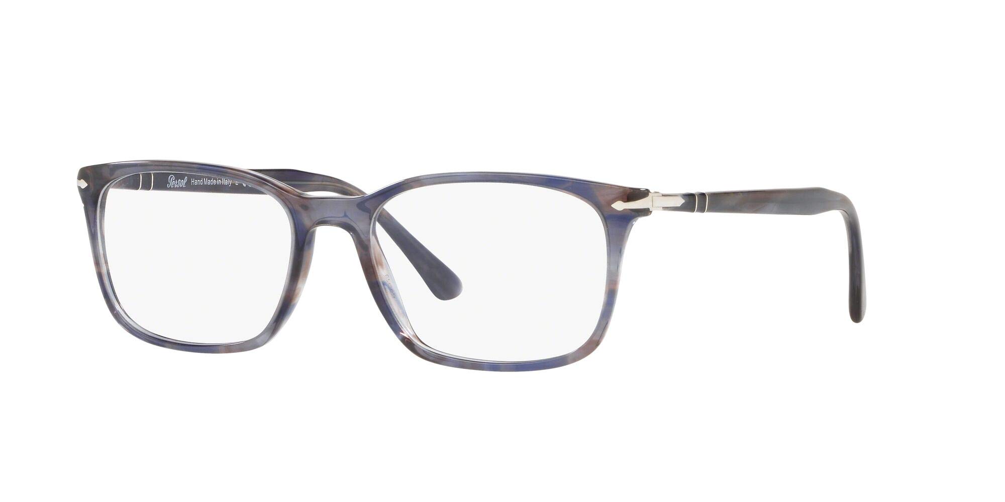 Persol PO3189V Rectangular Prescription Eyewear Frames, Grey/Blue/Demo Lens, 55 mm