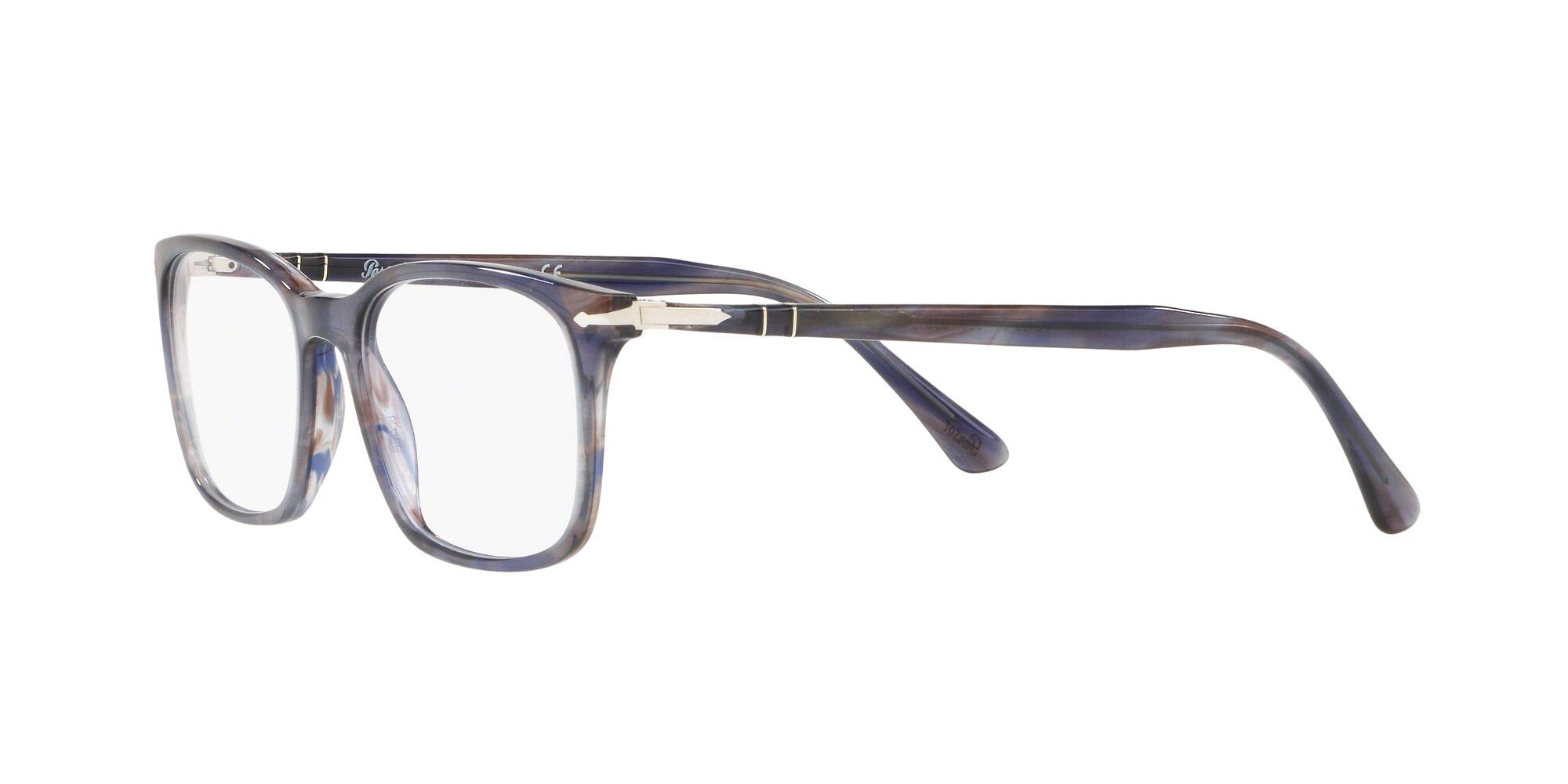 Persol PO3189V Rectangular Prescription Eyewear Frames, Grey/Blue/Demo Lens, 55 mm