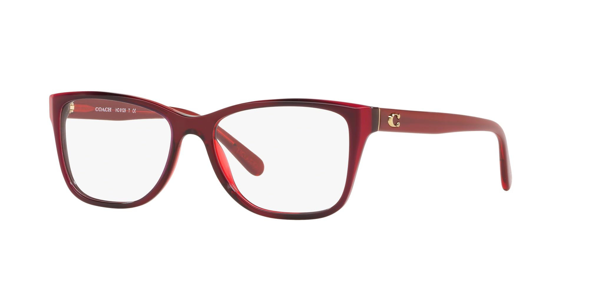 Coach HC6129 Prescription Eyewear Frames, Burgundy Laminate/Demo Lens, 52 mm