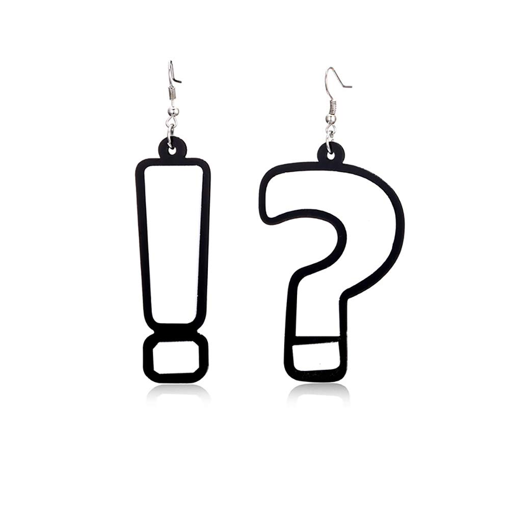 Question Mark and Exclamation Mark Acrylic Big Long dangle Earrings Jewelry for Women Girls Accessories