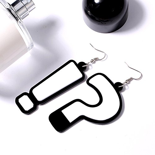 Question Mark and Exclamation Mark Acrylic Big Long dangle Earrings Jewelry for Women Girls Accessories