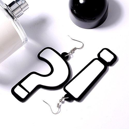 Question Mark and Exclamation Mark Acrylic Big Long dangle Earrings Jewelry for Women Girls Accessories