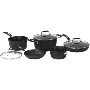 the rock by starfrit 030930-001-0000 cookware set, 8-piece, black