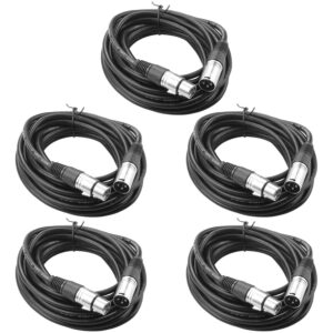 abuff 5 pack of 20ft xlr cable, profession balanced 3 pin xlr male to female xlr patch cable great for microphone, audio, guitar, speaker