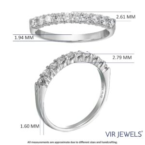 Vir Jewels 3/4 carat (ctw) Diamond Wedding Anniversary Band for Women, Round Diamond Engagement Ring 14K White Gold 10 Stones Prong Set 0.75 cttw, Size 4.5