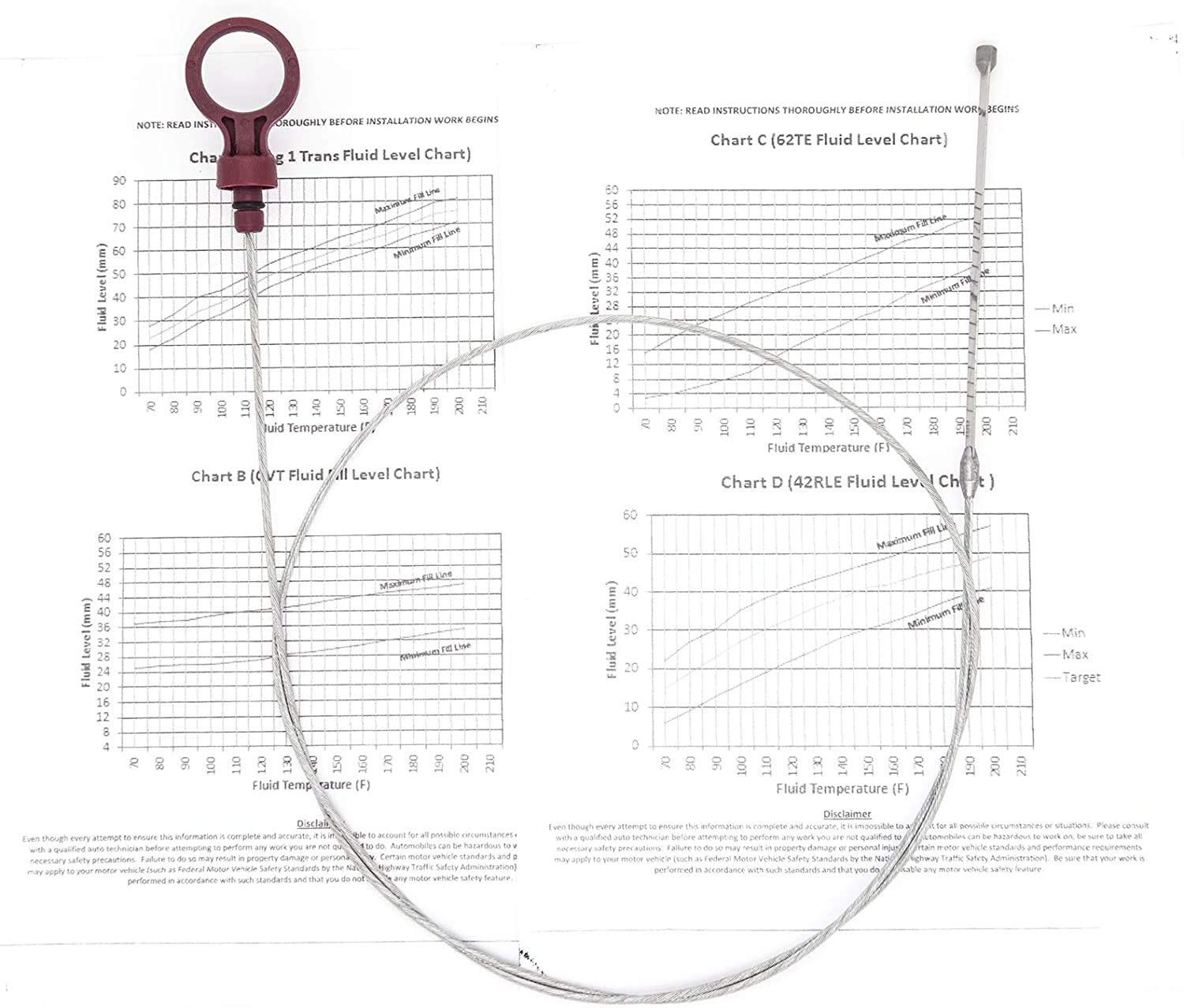 Automatic Transmission Dipstick for Chrysler Jeep Dodge - Level Tool with Directions Check auto Trans Fluid Oil Level -Dealer #s : 8863B, 9336, 9336A, 42RLE, NAG1, 62TE 2.7 3.5 3.6 3.7 5.7 6.1 6.4