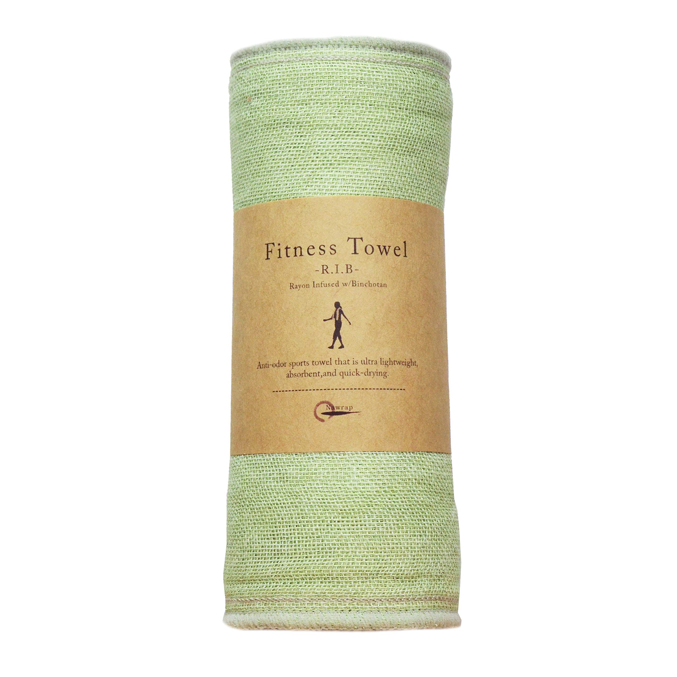 Charcoal-Infused Fitness Sports Towel, Naturally Anti-Odor and Absorbent, 6 x 42 in - Pistachio x Gray