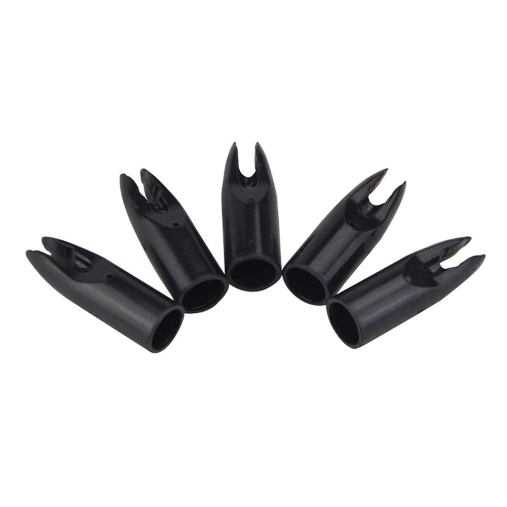 ZSHJG 50 Pack Archery Arrow Nock Glue On 7mm Arrow Shaft for DIY Hunting Arrows Recurve Bow Compound Bow (black)