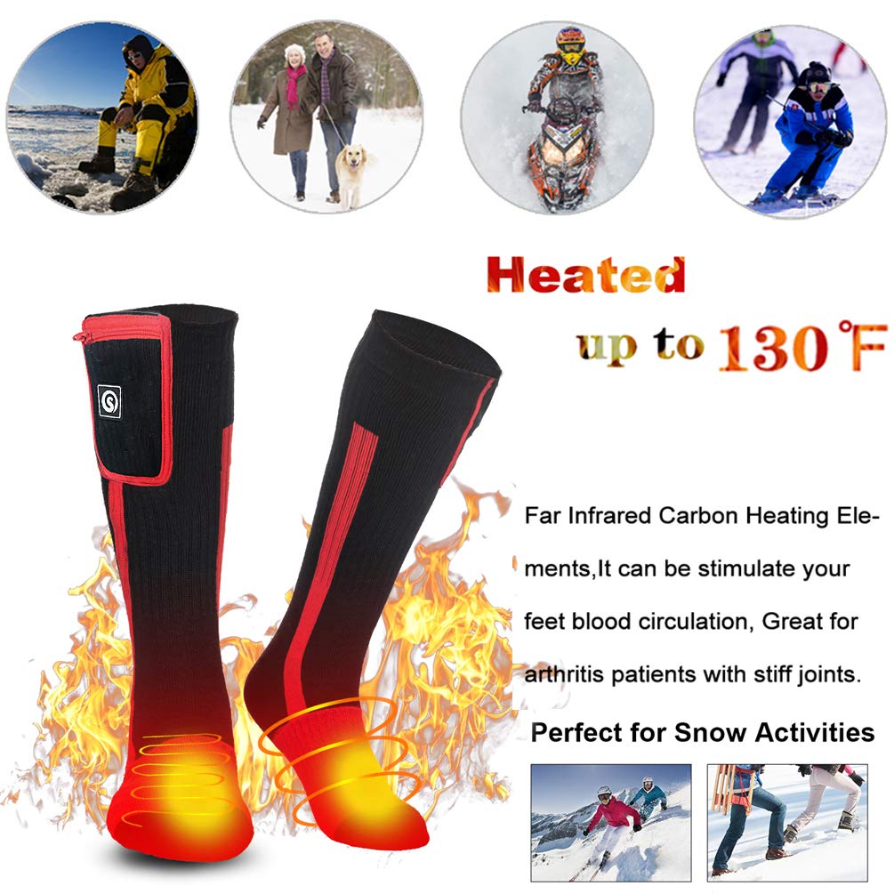 Heated Socks for Women Men,Foot Warmers Electric Rechargable Battery Heating Socks,Winter Cold Feet Hunting Ski Camping Hiking Riding Motorcycle Snowboating Thermal Warm Socks