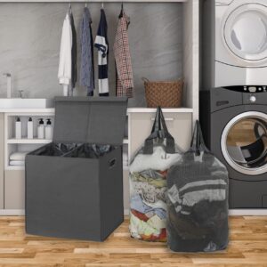 Simple Houseware Double Laundry Hamper with Lid and Removable Laundry Bags, Dark Grey