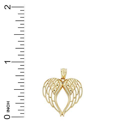 Gold Angel Wings Charm - 10 Karat Solid Gold - Angel Wing Pendant (Large)