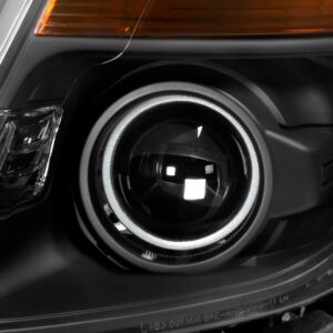 AKKON - Fits 2011-2015 Ford Explorer [Halogen Style] Projector Headlamp Black Headlights Diver+Passenger Side Pair