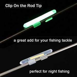 QualyQualy Clip-On Fishing Glow Sticks for Pole, Fishing Lights for Rods, Fishing Pole Light Sticks Bulk Kit 20 Pcs (10Packs XL 3.3-3.7mm)