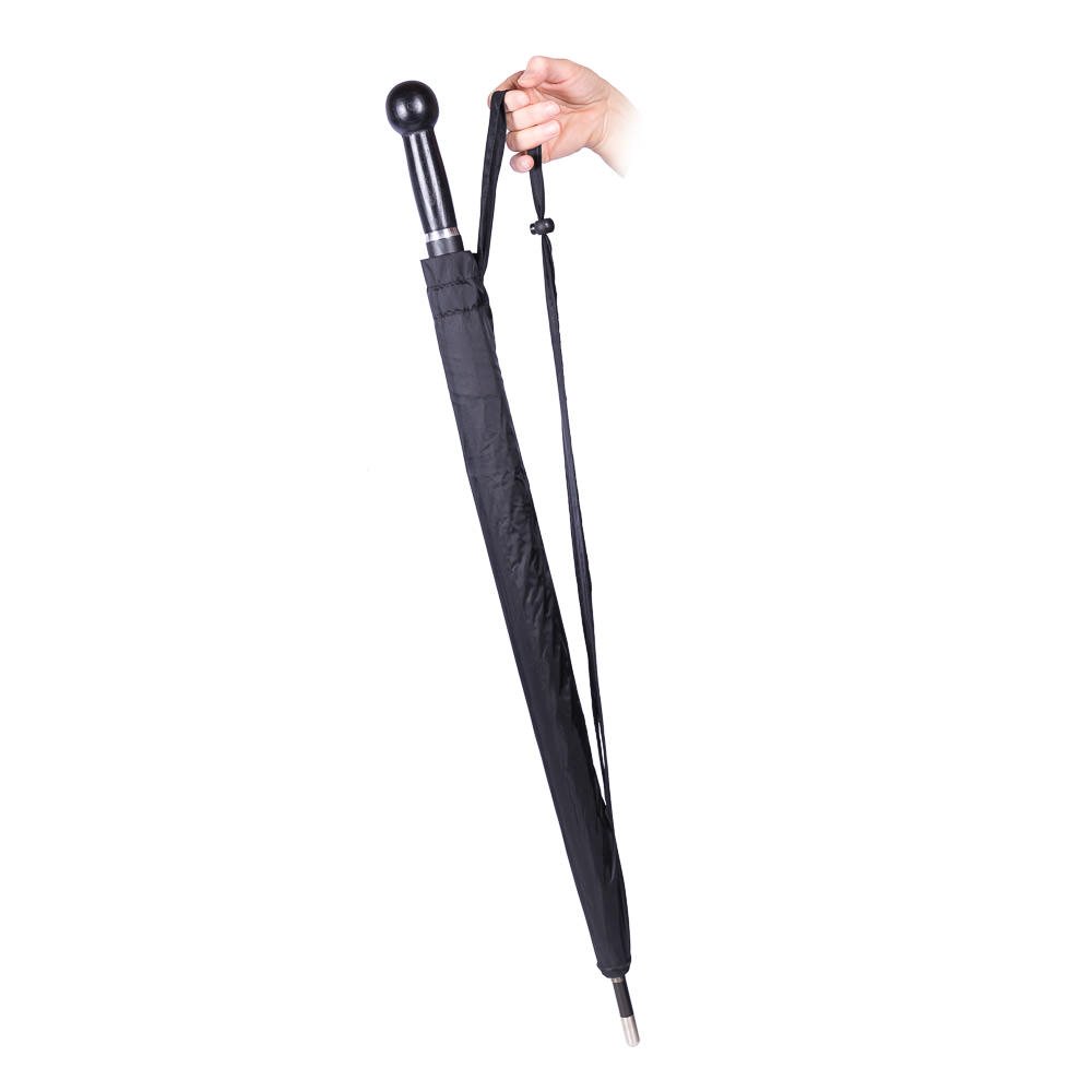 Self Defense Umbrella - Strong and elegant Defense with beautiful German woodhandle (black)