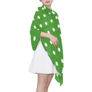 ALAZA Fashion Scarves Women Green White Polka Dot Ornament Shawl Wrap Long Chiffon Scarf for Outdoor