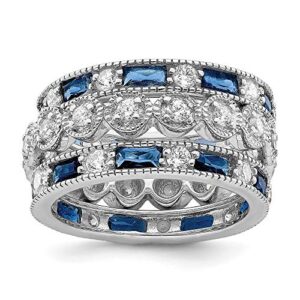 IceCarats 925 Sterling Silver Blue White Cubic Zirconia CZ 3 Stackable Ring Set Size 7