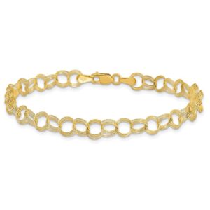 IceCarats 10K Yellow Gold Triple Link Chain Charm Bracelet 7 inch