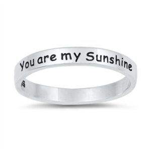 closeoutwarehouse 925 sterling silver oxidized you are my sunshine band ring size 4