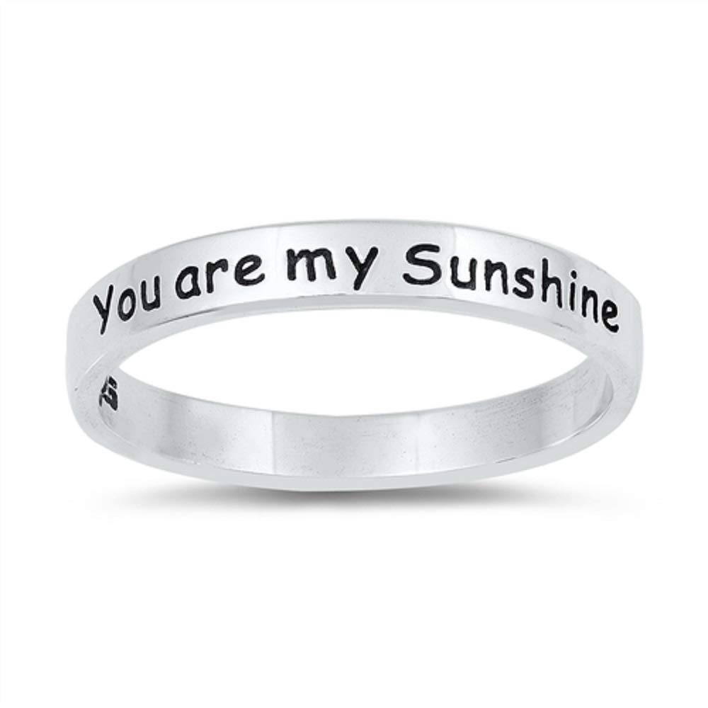 CloseoutWarehouse 925 Sterling Silver Oxidized You are My Sunshine Band Ring Size 4