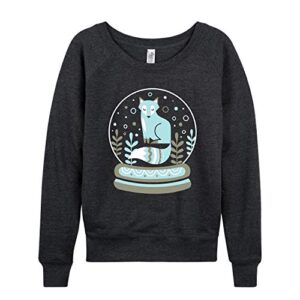 instant message - scandinavian snowglobe - ladies french terry pullover - size medium heather charcoal