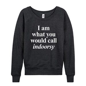 instant message - indoorsy - ladies french terry pullover - size medium heather charcoal