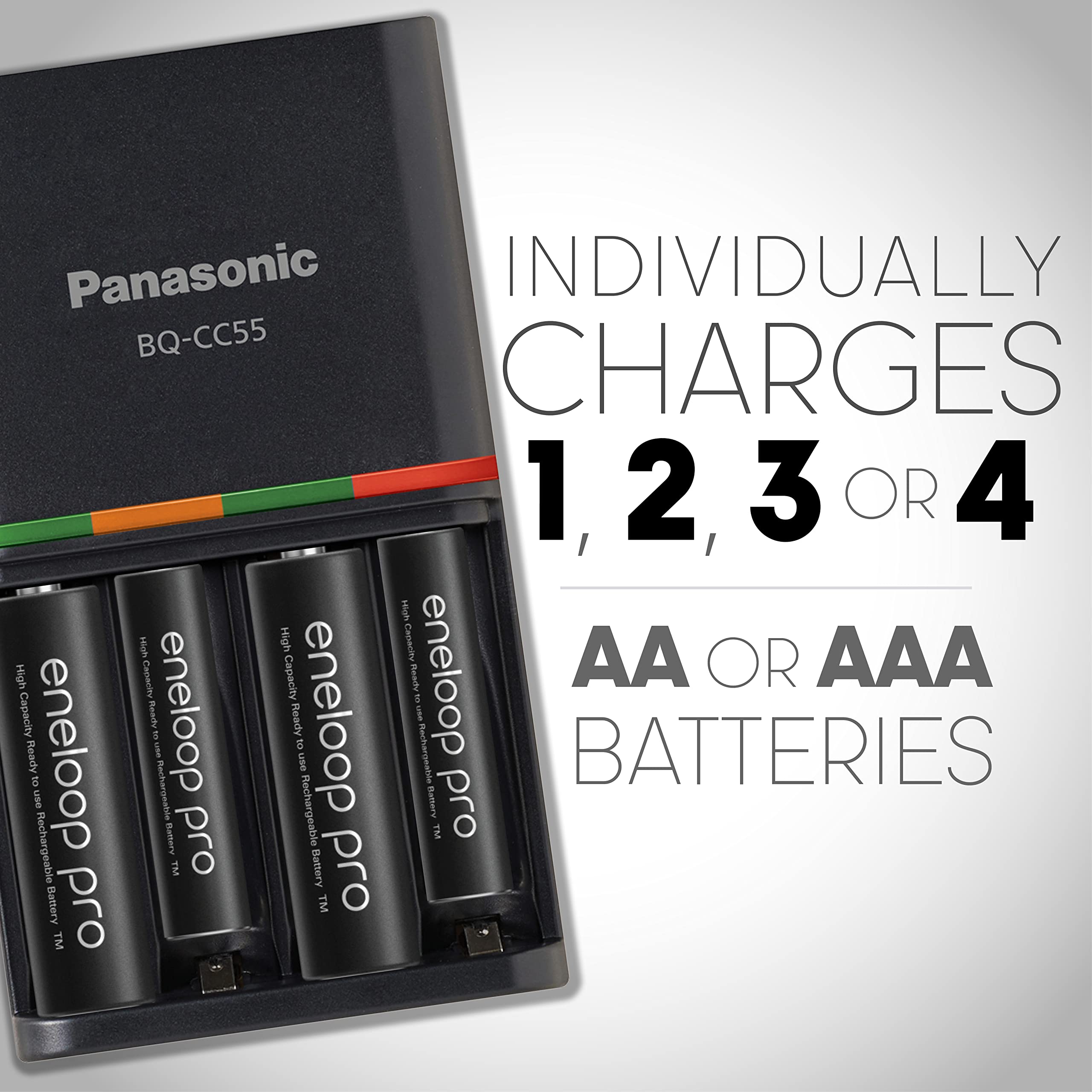 Panasonic K-KJ55K3A4BA Advanced 4 Hour Quick Battery Charger with 4AAA eneloop pro High Capacity Rechargeable Batteries