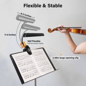 Vekkia Rechargeable Music Stand Light - Musicians Piano Light Clip On, 9 Levels Dimmable, Portable, USB-C, Perfect for Piano, Orchestra, Podium, Easel