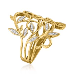 Ross-Simons 0.10 ct. t.w. Diamond Leaf Ring in 14kt Yellow Gold. Size 6