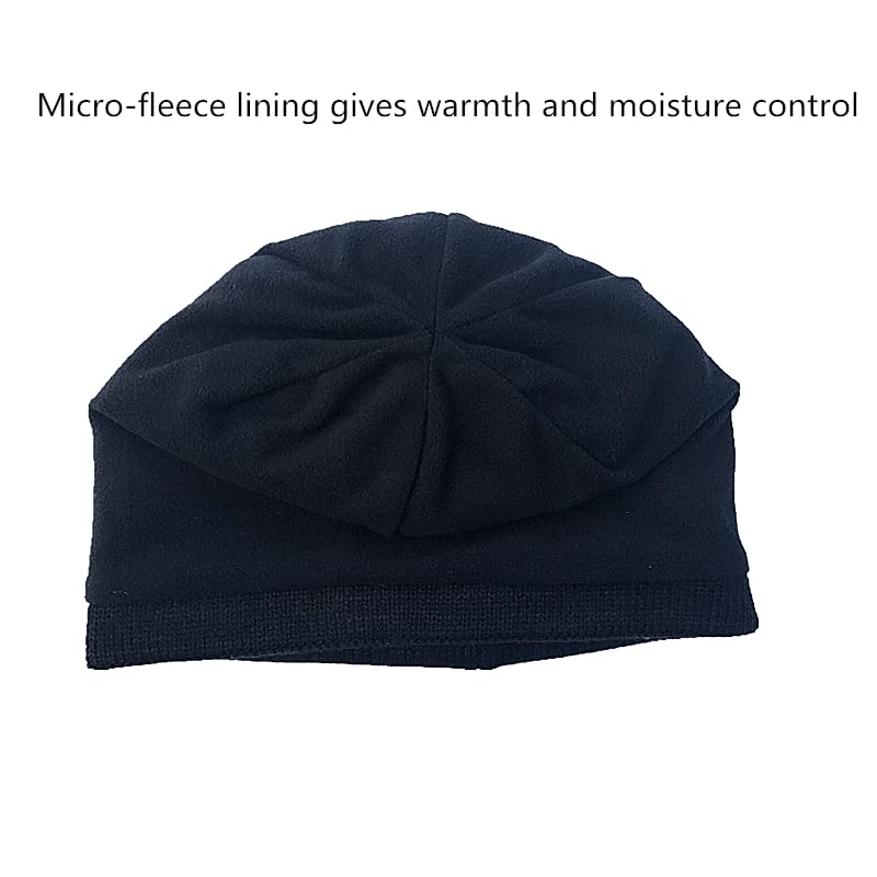 Waterproof Windproof Winter Warm Knit Beanie Fishing Hat Cap, Slouchy Soft Black Headwear Great for Winter Ski Walking Running Trekking