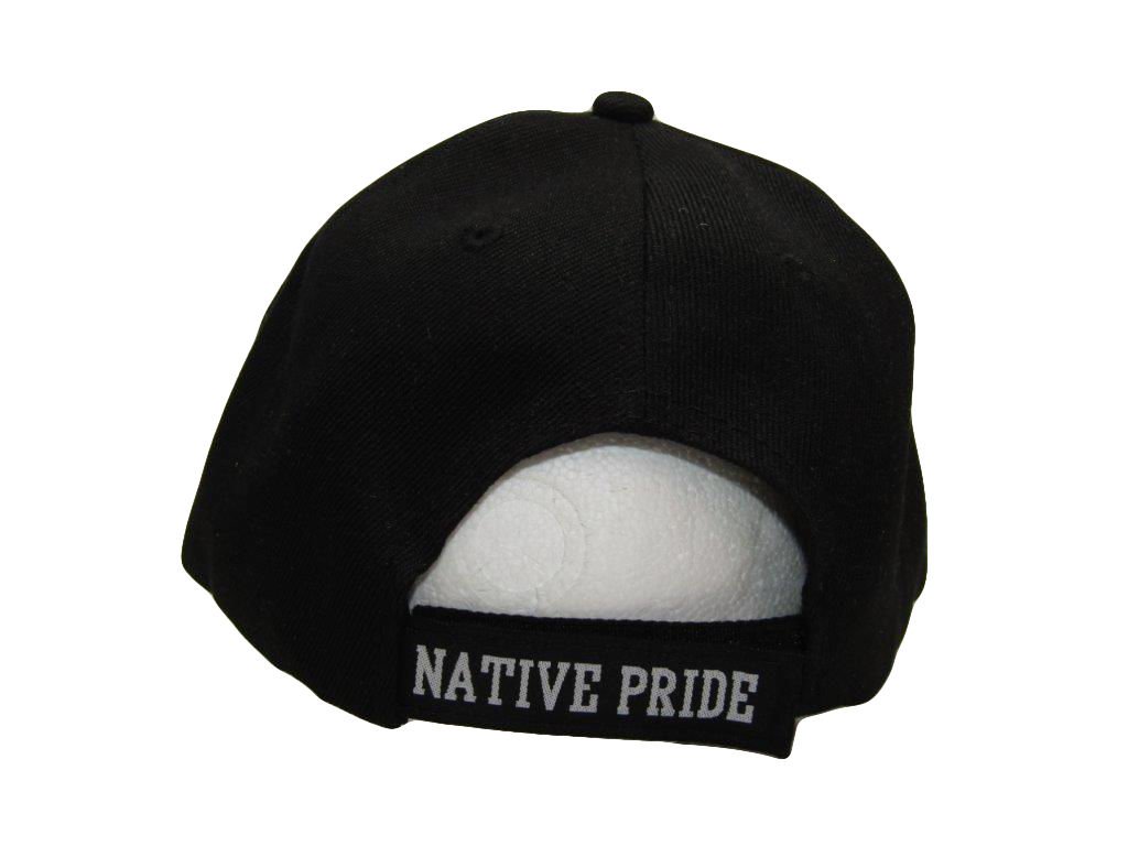 Native Pride American Bull Skull Tribal Shadow Black Indian Embroidered Cap Hat