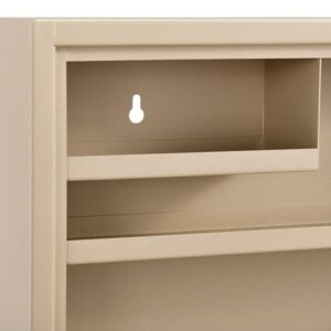 Global Industrial Medical Security Cabinet with Double Key Locks, 14"W x 3-1/8"D x 17-1/8"H, Beige