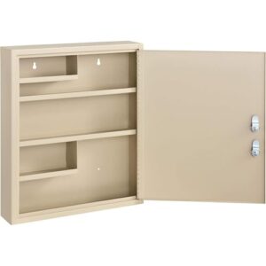 Global Industrial Medical Security Cabinet with Double Key Locks, 14"W x 3-1/8"D x 17-1/8"H, Beige