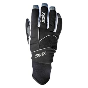 swix women star xc 2.0 insulated ski snowboard lycra gloves, black, l