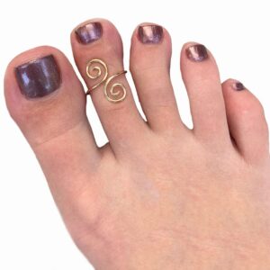 JewelryWeb -Solid 10K Gold Adjustable Swirl Art Deco Toe Ring - 10mm x 18mm - Hypoallergenic and Non Tarnish - Summer Jewelry