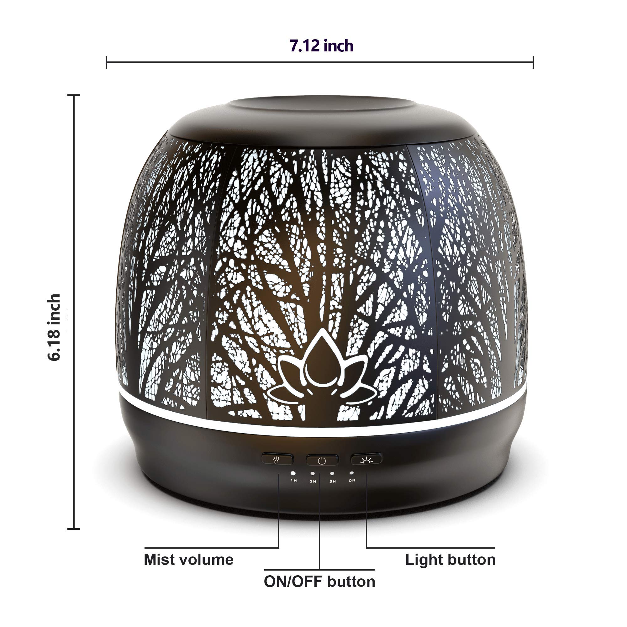 Aroma Outfitters Large Iron Essential Oil Diffuser | Aromatherapy Diffuser That Purifies Air | Ultrasonic Humidifier 7 Color LED Lights | Home Essentials | Scent Diffuser | Large Water Tank of 500mL