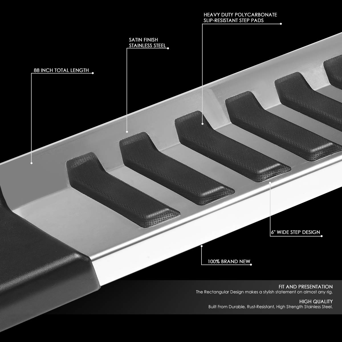 Auto Dynasty 6" Running Boards Compatible with 2015-2022 Ford F-150 F-250 F-350 Super Crew Cab, Stainless Steel Nerf Bar, Chrome Side Step Rails