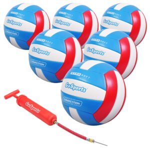 gosports soft touch recreational volleyball,regulation size for indoor or outdoor play,includes ball pump (pack of 6)