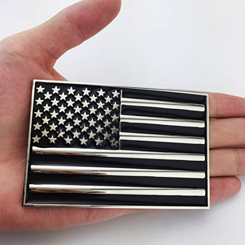 XGALBLA Mens Fashion Native American Flag Square Belt Buckle Black Enamel Medium