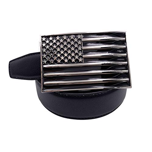 XGALBLA Mens Fashion Native American Flag Square Belt Buckle Black Enamel Medium