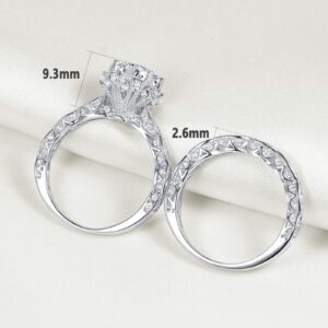 Wuziwen 4Ct Womens Wedding Ring Sets Cubic Zirconia CZ Sterling Silver Wedding Sets for Women Size 7