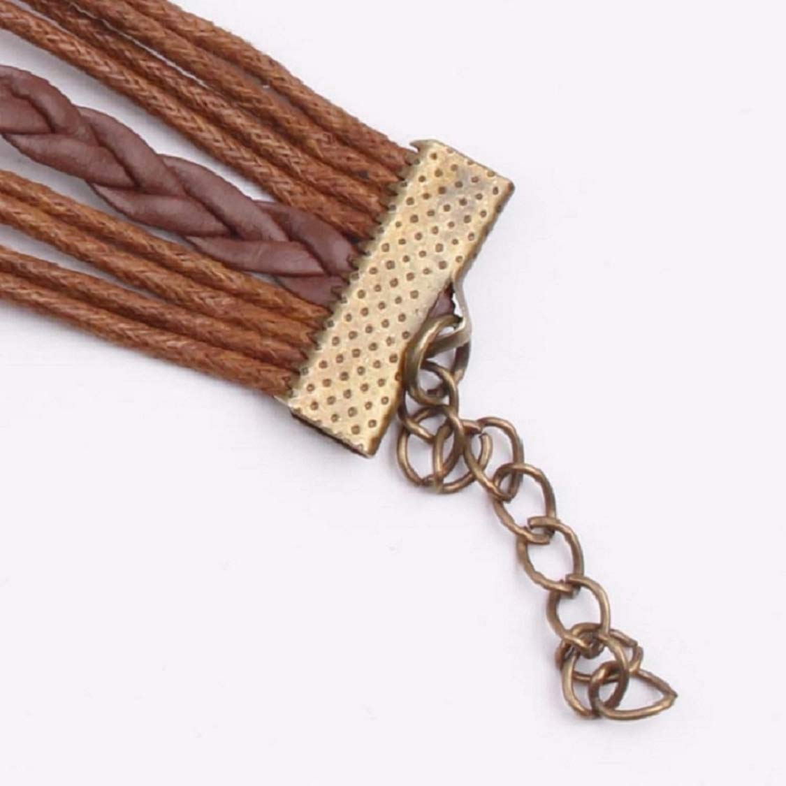 Harlorki Retro Vintage Handmade Pu Leather Bracelet Wristlet Bangle Wrist Band Hand Chain Charm Costume Bracelet for Women Men