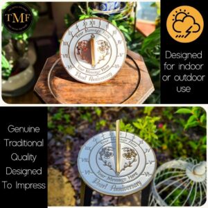 The Metal Foundry Personalized Pearl 30th Sundial - Heavy Duty Recycled Brass Home Decor, Garden Present Made in The UK for Parents, Grandparents, Friends, Couples 30 Years Marriage