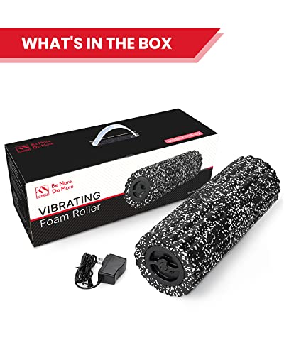 FITINDEX Electric Vibrating Foam Roller, Exercise, Yoga, Pilates, Massage, Back Pain Relief, Muscle Recovery, and Physical Therapy, 4-Speed & Rechargeable Versatile Fitness Roller Foam - Black