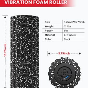 FITINDEX Electric Vibrating Foam Roller, Exercise, Yoga, Pilates, Massage, Back Pain Relief, Muscle Recovery, and Physical Therapy, 4-Speed & Rechargeable Versatile Fitness Roller Foam - Black