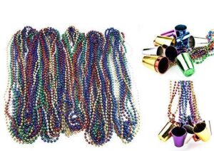 oojami 72 necklace 33 inch 07mm metallic multi colors mardi gras beads beaded necklace with shot glasses