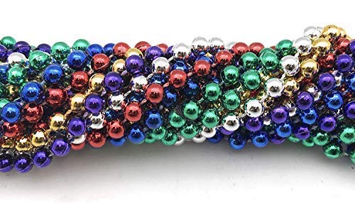 Oojami 72 Necklace 33 inch 07mm Metallic Multi Colors Mardi Gras Beads Beaded Necklace with Shot Glasses