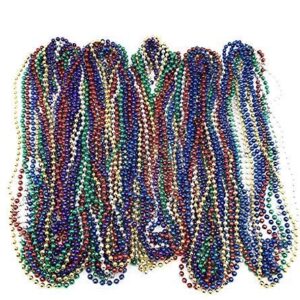 Oojami 72 Necklace 33 inch 07mm Metallic Multi Colors Mardi Gras Beads Beaded Necklace with Shot Glasses