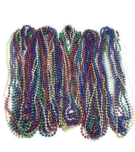 Oojami 72 Necklace 33 inch 07mm Metallic Multi Colors Mardi Gras Beads Beaded Necklace with Shot Glasses